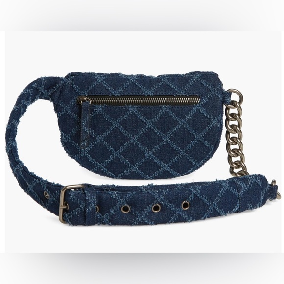 NWT Kurt Geiger Small Brixton Denim Quilt Belt Bag - Picture 5 of 14